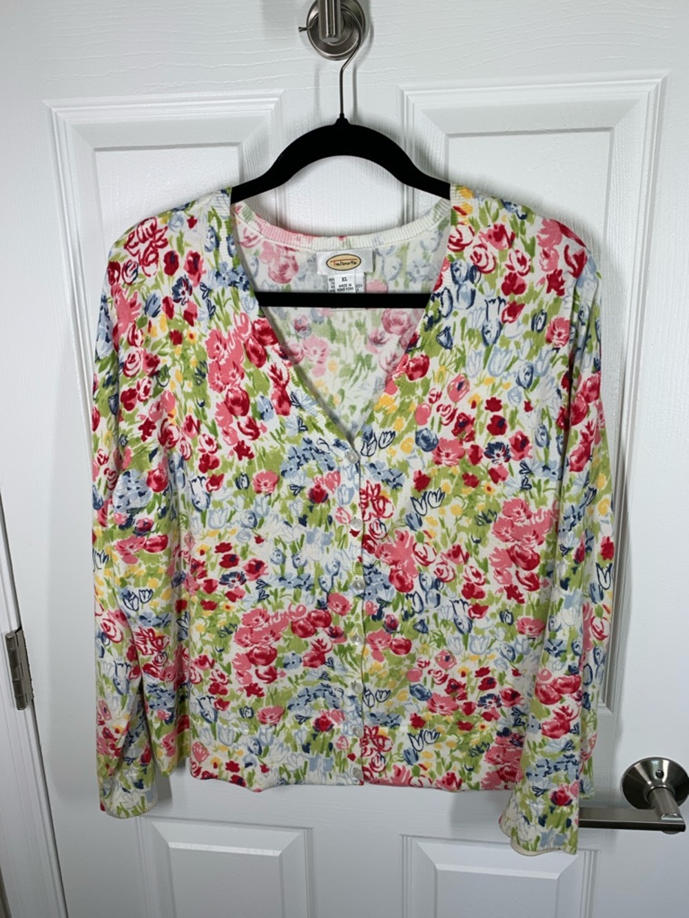 Talbots Pina Cotton v-neck floral cardigan size XL